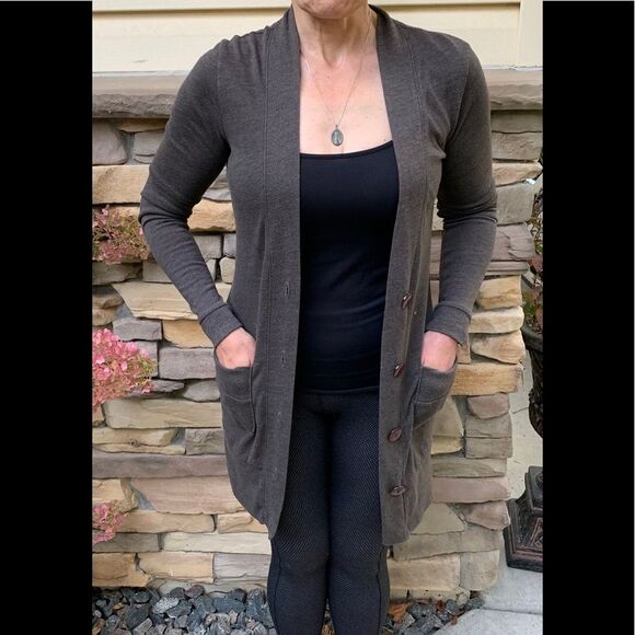 Urban Outfitters BDG olive long-sleeved open front long cardigan front pockets,S - Picture 1 of 13